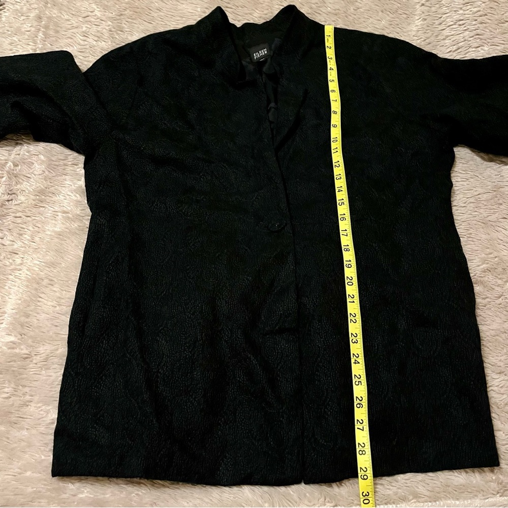 Eileen Fisher Wool Blazer Navy Blue Embroidered Swirl One Button large - Picture 9 of 10